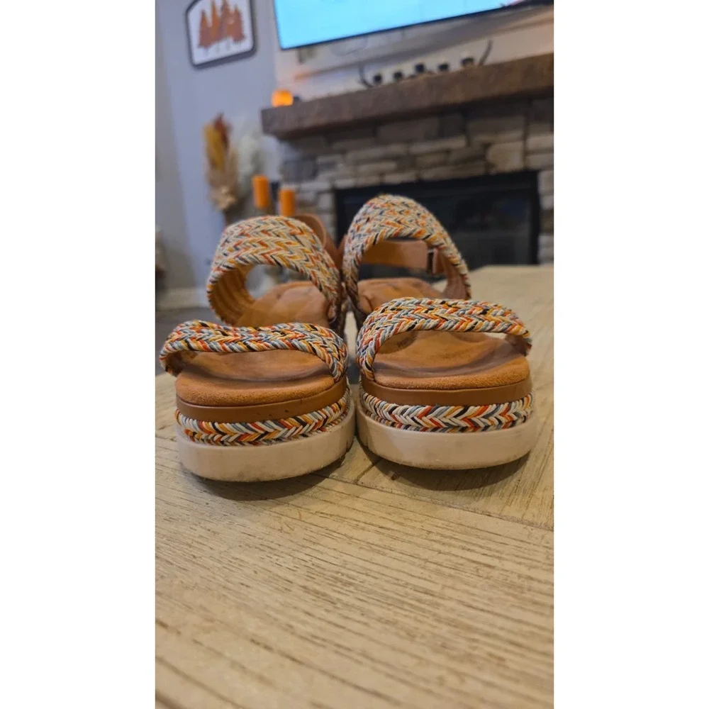 Jambu Destiny Womens 10M Multi Color Woven Platform Wedge Sandals J4DES15 Boho